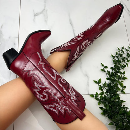 Bella Burgundy Cowboy Boots