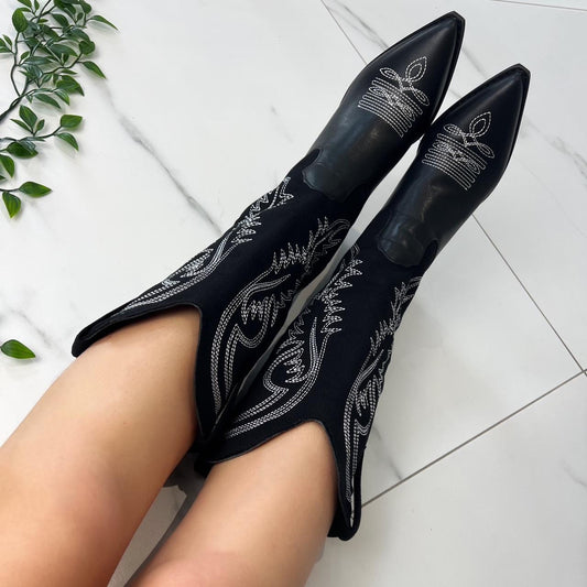 Adriana Black Cowboy Boots