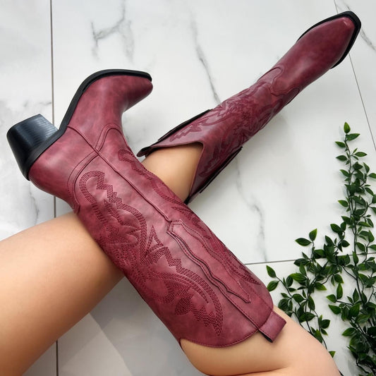 Selena Burgundy Red Cowboy Boots