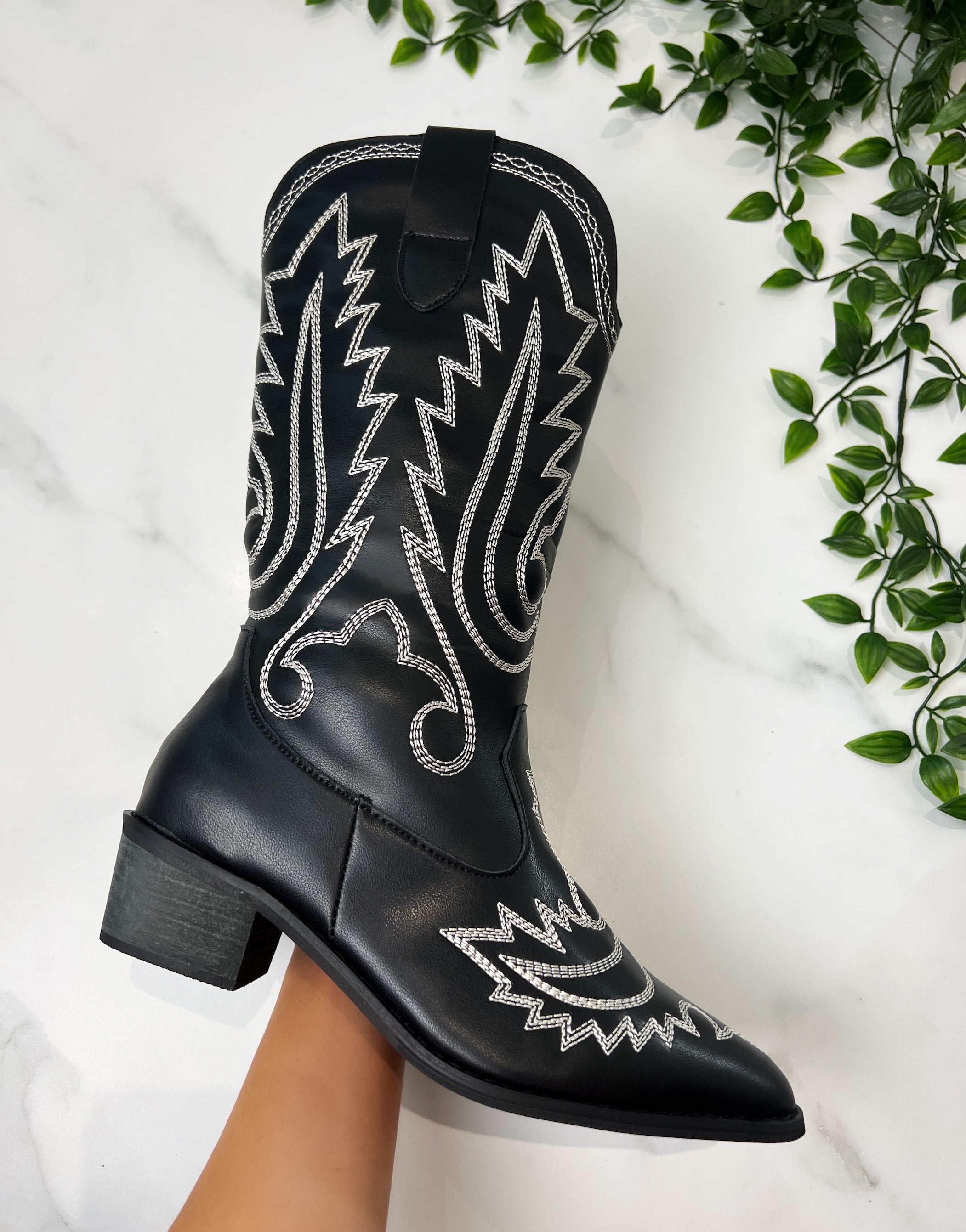 Delilah Black Cowboy Boots DIA Studios