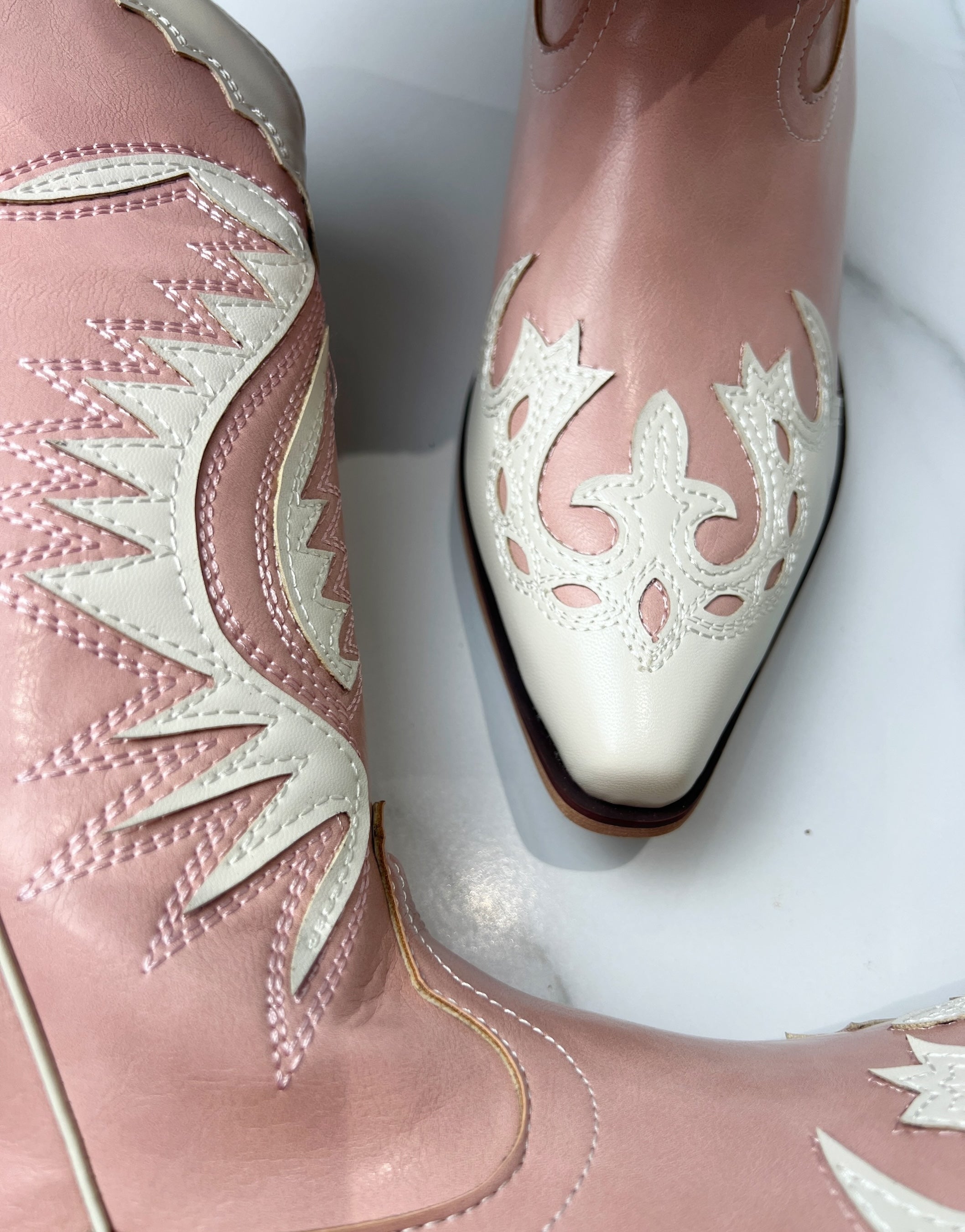 Pink and white cowboy boots on sale