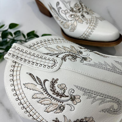 Antoinette White Ankle Cowboy Boots