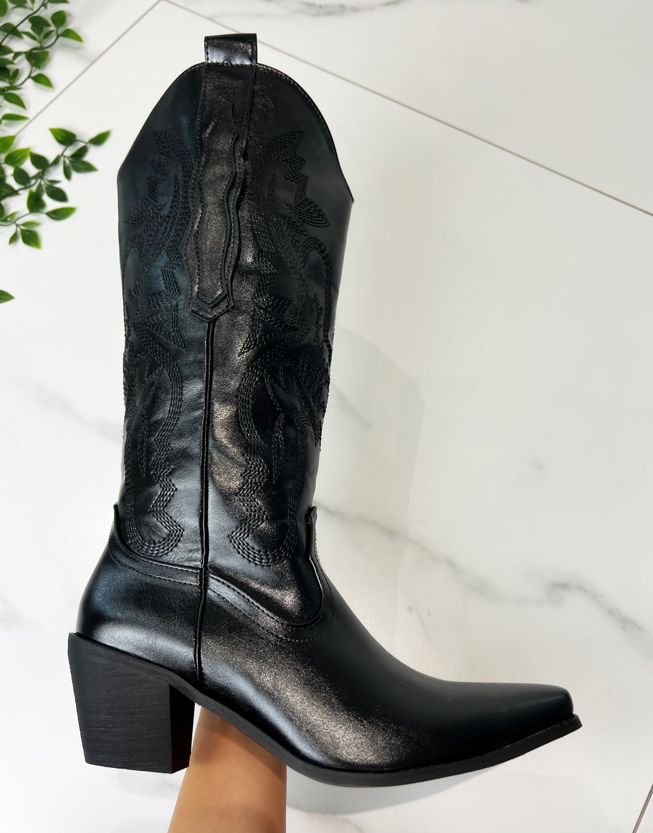 Black and grey cowboy boots best sale