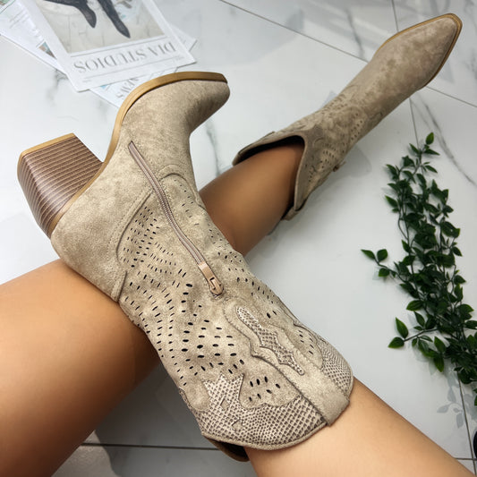 Layla Brown Suede Cowboy Boots
