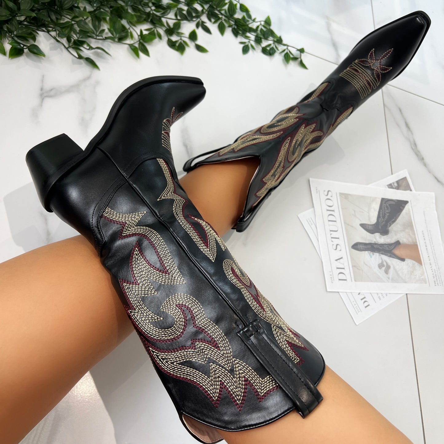 Alice Black Cowboy Boots